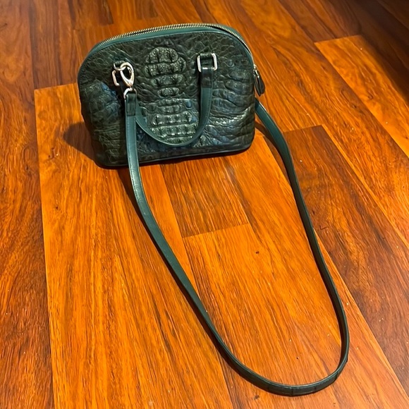 Real Crocodile Leather Dark Green Crossbody Purse - Picture 6 of 8